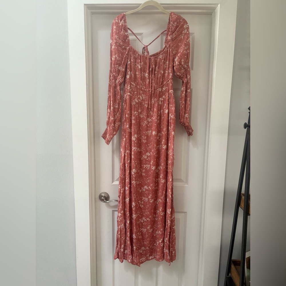 Promesa Dusty Rose Floral Long Sleeve Dress